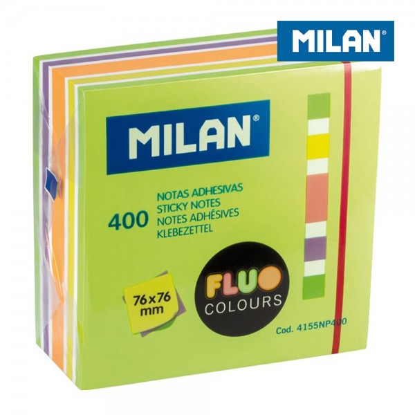 Bloc 400 notas adhesivas colores fluor 76 x 76 mm (pack 4 unidades)