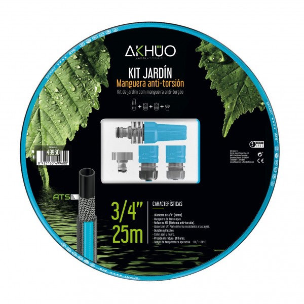 Manguera jardin ats anti-tor.3/4 25m.kit