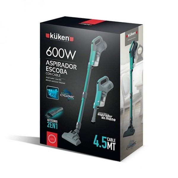 Aspirador escoba cable 4,5 met.600w vert