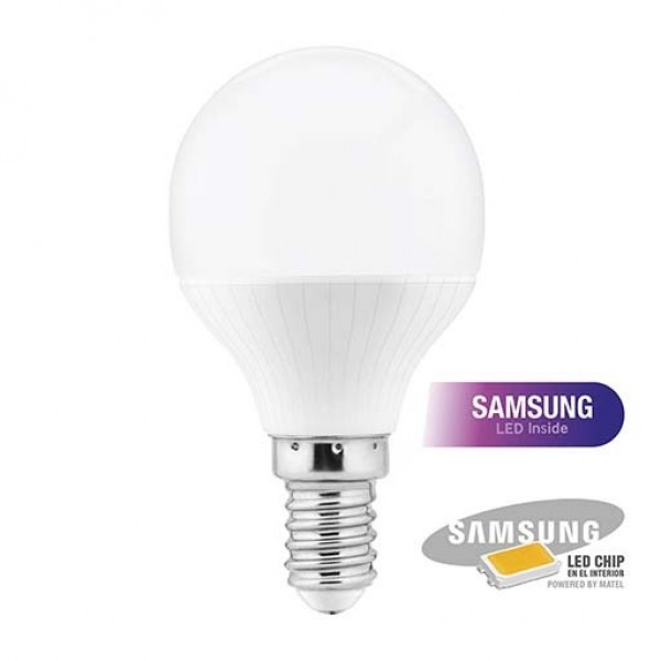 Bomb.led samsung esferica  e14 8w.calida (caja de 10 unidades)