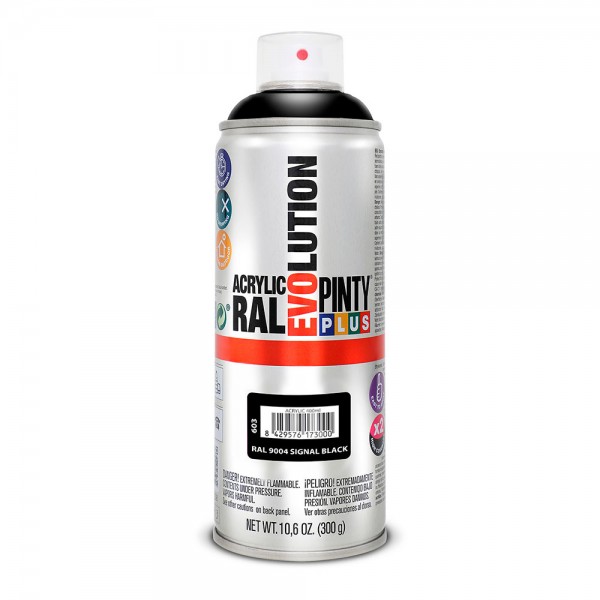 Pintura acrílica spray evolution 520 cc ral 9004 signal black 300 g (pack 2 unidades)