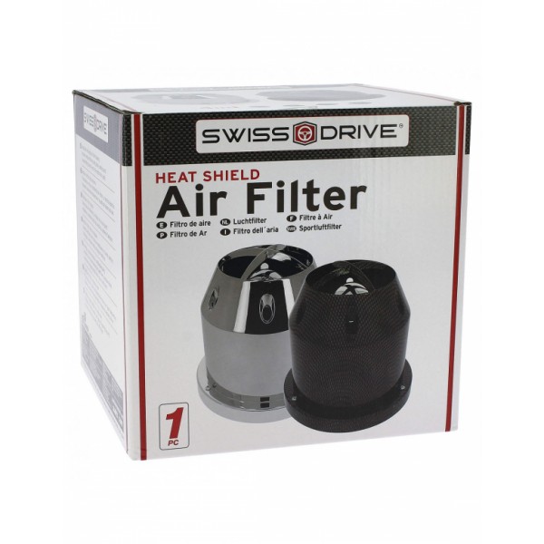 Filtro de Aire Universal para Coche Incluye 4 Adaptadores 60mm 65mm 70mm 77mm Color Carbono