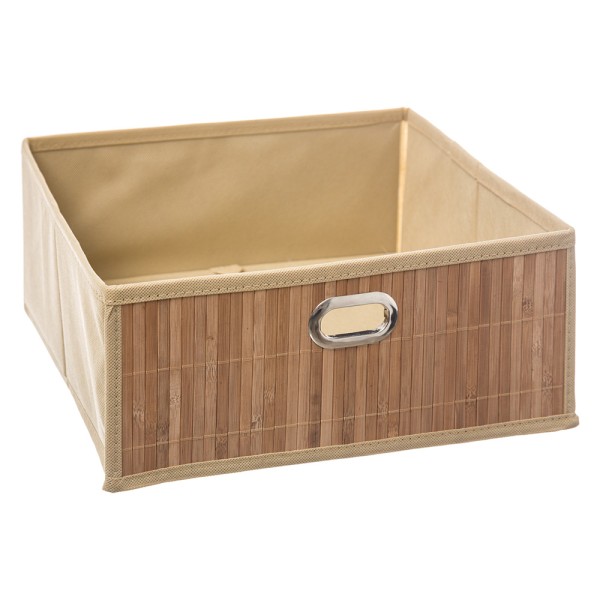 Cesta para mueble de almacenaje bambú natural 31 x 31 x 13,5 cm (pack 2 unidades)