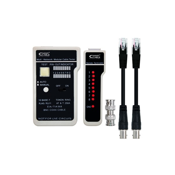 Nanocable testeador cable rj11/rj12/rj45, coaxial