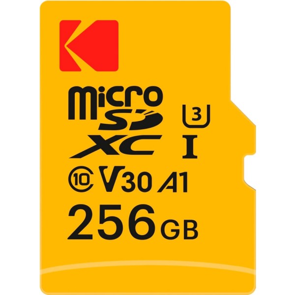 Kodak uhs-i u3 v30 a1 256gb / tarjeta de memoria microsd + adaptador sd