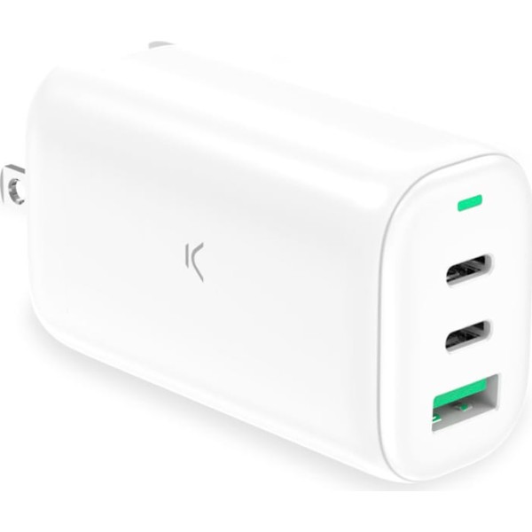 Ksix gan blanco / cargador de red multipuerto 65w / pps, power delivery, carga ultra rápida